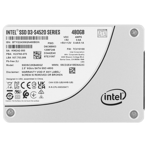 Твердотельный накопитель 480GB Intel D3-S4520 (SSDSC2KB480GZ01)