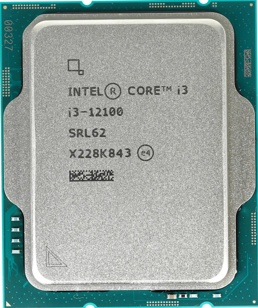 Процессор Intel Core i3-12100, LGA1700, 4 ядра по 3.3 ГГц, BOX, CM8071504651012