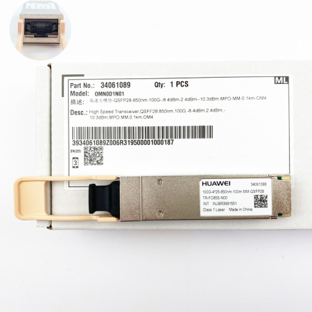 Высокоскоростной трансивер Huawei PCIe 34061089 OMN0D1N01 для 2288H V6-16DIMM, QSFP28, 100G, 850nm, MPO, MM, OM4, 0.1 км