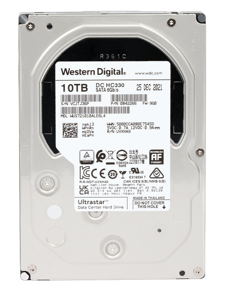 Жесткий диск Western Digital Ultrastar DC HC330 WUS721010ALE6L434, 10 ТБ, 3,5", SATA III, 7200 об/мин, 256 МБ кэш-памяти Жесткий диск Western Digital Ultrastar DC HC330 WUS721010ALE6L434, 10 ТБ, 3,5", SATA III, 7200 об/мин, 256 МБ кэш-памяти
