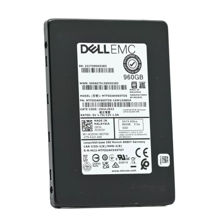 SSD накопитель Dell EMC Micron 5300 PRO MTFDDAK960TDS-1AW1ZABDA 960GB SATA 6Gbps Read Intensive 2.5"