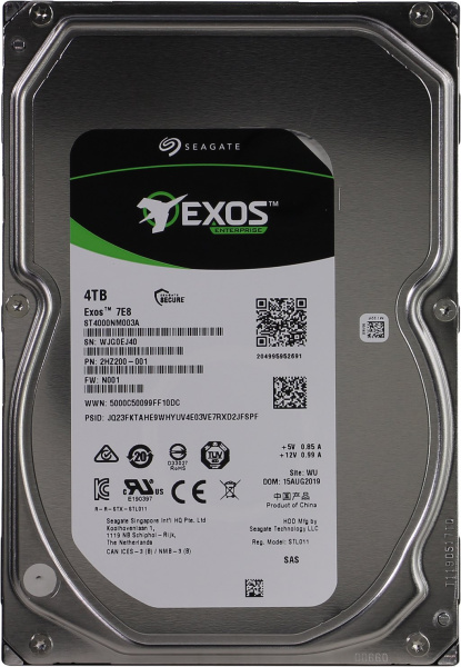 Жесткий диск 3.5" Seagate Exos 7E8 4 Тб ST4000NM003A SAS 12Gb/s Жесткий диск 3.5" Seagate Exos 7E8 4 Тб ST4000NM003A SAS 12Gb/s