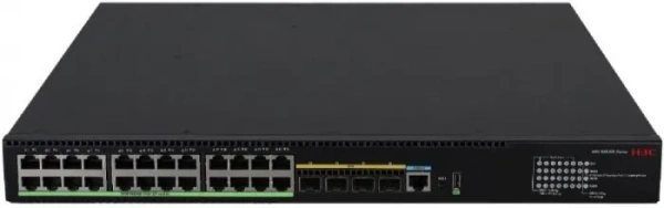 Коммутатор H3C S5570S-28S-HPWR-EI-A, 24×1G RJ45, 4×10G SFP+, PoE+, 370 Вт, 126 Mpps, 688 Gbps, L3, IPv6, 1U