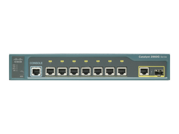 ​Коммутатор Cisco Catalyst WS-C2960G-8TC-L, 7 портов 10/100/1000 Ethernet, 1 комбинированный порт (10/100/1000 Ethernet или SFP), программное обеспечение LAN Base