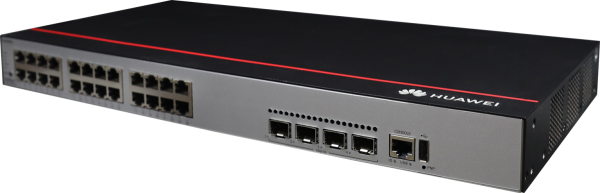 ​Коммутатор Huawei S5735-L24P4X-A1, 24 порта 10/100/1000BASE-T, 4 порта 10GE SFP+, поддержка PoE+, встроенный блок питания AC, 380 Вт PoE