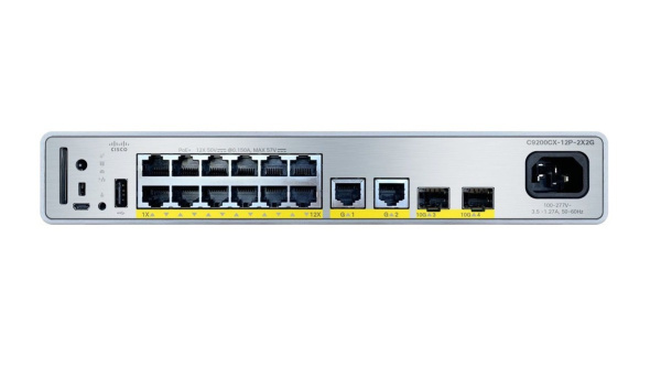 Коммутатор Cisco Catalyst C9200CX-12P-2X2G-E, 12 портов Gigabit Ethernet, 2 порта SFP+, 2 порта SFP, PoE+, управляемый