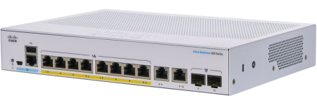 Коммутатор Cisco CBS350-8P-E-2G-CN, 8 портов PoE, 2 порта 1G uplink