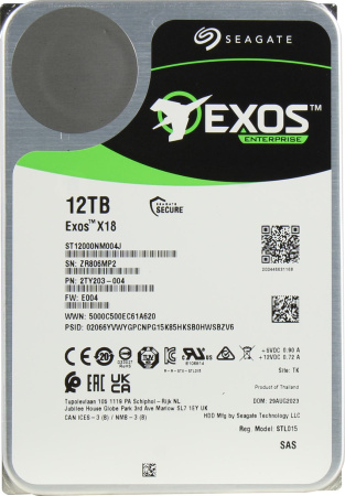 Жесткий диск 3.5" Seagate Exos X18 12 Тб ST12000NM004J SAS 12Gb/s