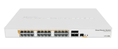 Коммутатор MikroTik CRS328-24P-4S+RM, 24x Gigabit Ethernet портов с PoE, 4x SFP+ порта, монтаж в стойку