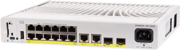 Коммутатор Cisco C9200CX-12P-2X2G-A, 12 портов 10/100/1000BASE-T, 2 порта 10G SFP+, PoE+