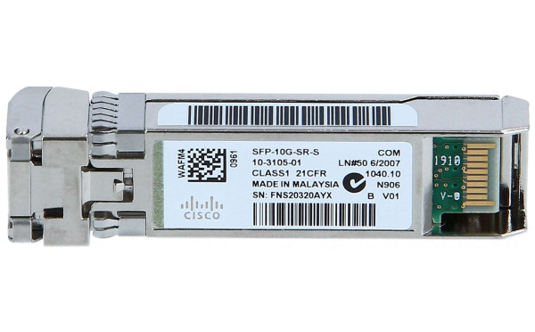 ​Оптический трансивер Cisco SFP-10G-SR-S, 10GBASE-SR, SFP+, многомодовое волокно, длина волны 850 нм, дальность до 400 м