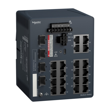 Коммутатор Schneider Electric Modicon MCSESM243F4LG0, 20x TX, 4x SFP, 1Gb