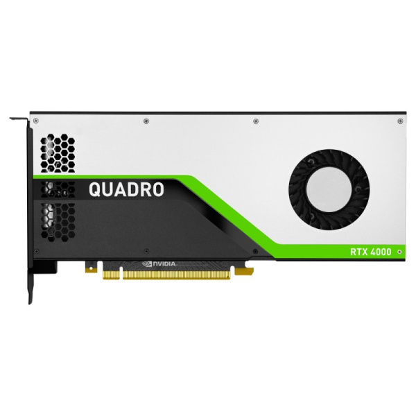 Видеокарта NVIDIA Quadro RTX 4000 VCQRTX4000-PB, 8 ГБ GDDR6, 256-битная шина памяти, 2304 ядра CUDA, 288 тензорных ядер, 36 RT-ядер, интерфейс PCI Express 3.0 x16, поддержка SLI, поддержка HD