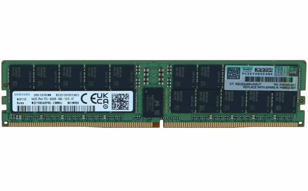 Модуль памяти HPE P43331-B21, 64 ГБ, DDR5-4800 МГц, RDIMM, ECC, 2Rx4, SmartMemory, для серверов Gen11