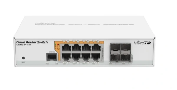 Коммутатор MikroTik CRS112-8P-4S-IN / 8x 10/100/1000BASE-T порта / 4x SFP / PoE+