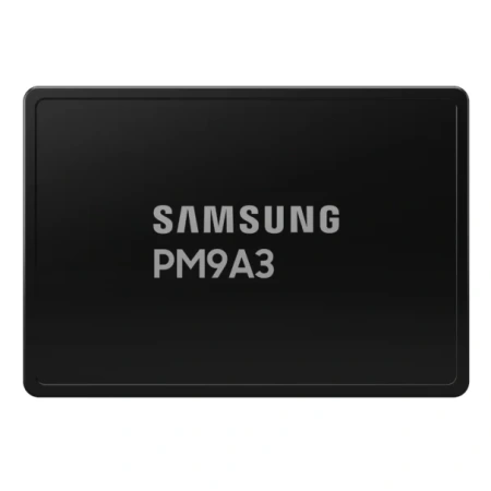 ​Накопитель SSD Samsung PM9A3 MZQL23T8HCLS-00A07, 3,84 ТБ, интерфейс PCIe 4.0 x4 NVMe, форм-фактор U.2 2,5", скорость последовательного чтения до 6 900 МБ/с, скорость последовательной записи до 4 100 МБ/с