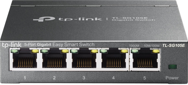 ​Коммутатор TP-Link TL-SG105E, 5 портов 10/100/1000 Мбит/с, металлический корпус, управление через веб-интерфейс и утилиту