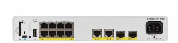 Коммутатор Cisco Catalyst C9200CX-8P-2X2G-E, 8 портов Gigabit Ethernet, 2 порта SFP+, 2 порта SFP, PoE+, управляемый