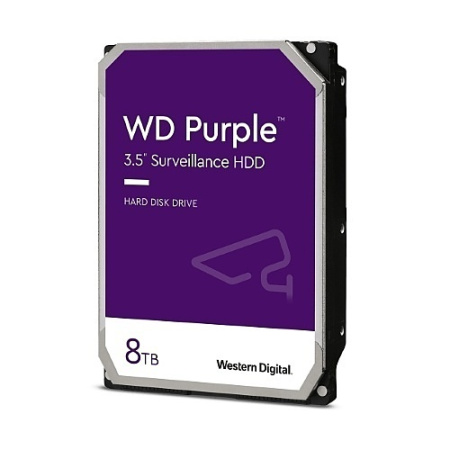 Жесткий диск, Western Digital WD85PURZ, 8 ТБ, SATA III 6 Гбит/с, 5640 об/мин, кэш 256 МБ, 3.5", для видеонаблюдения, поддержка до 64 HD-камер, технология AllFrame